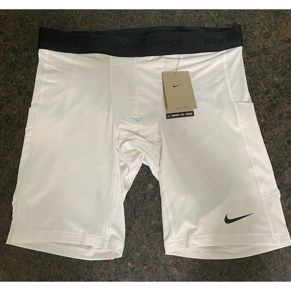 Nike Pro Dri-FIT Fitness Tight Long Shorts White X-Large FB7963-100 Mens NEW